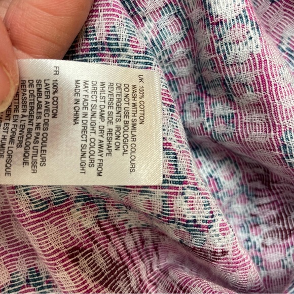 White Stuff Size 16 100% Cotton Perfect Pink Purple Vocal Floral Tunic ¾ sleeve - Picture 13 of 15